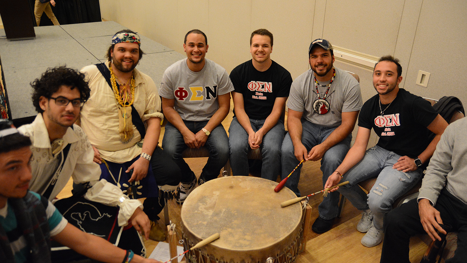 Native Students in a Drum Circle