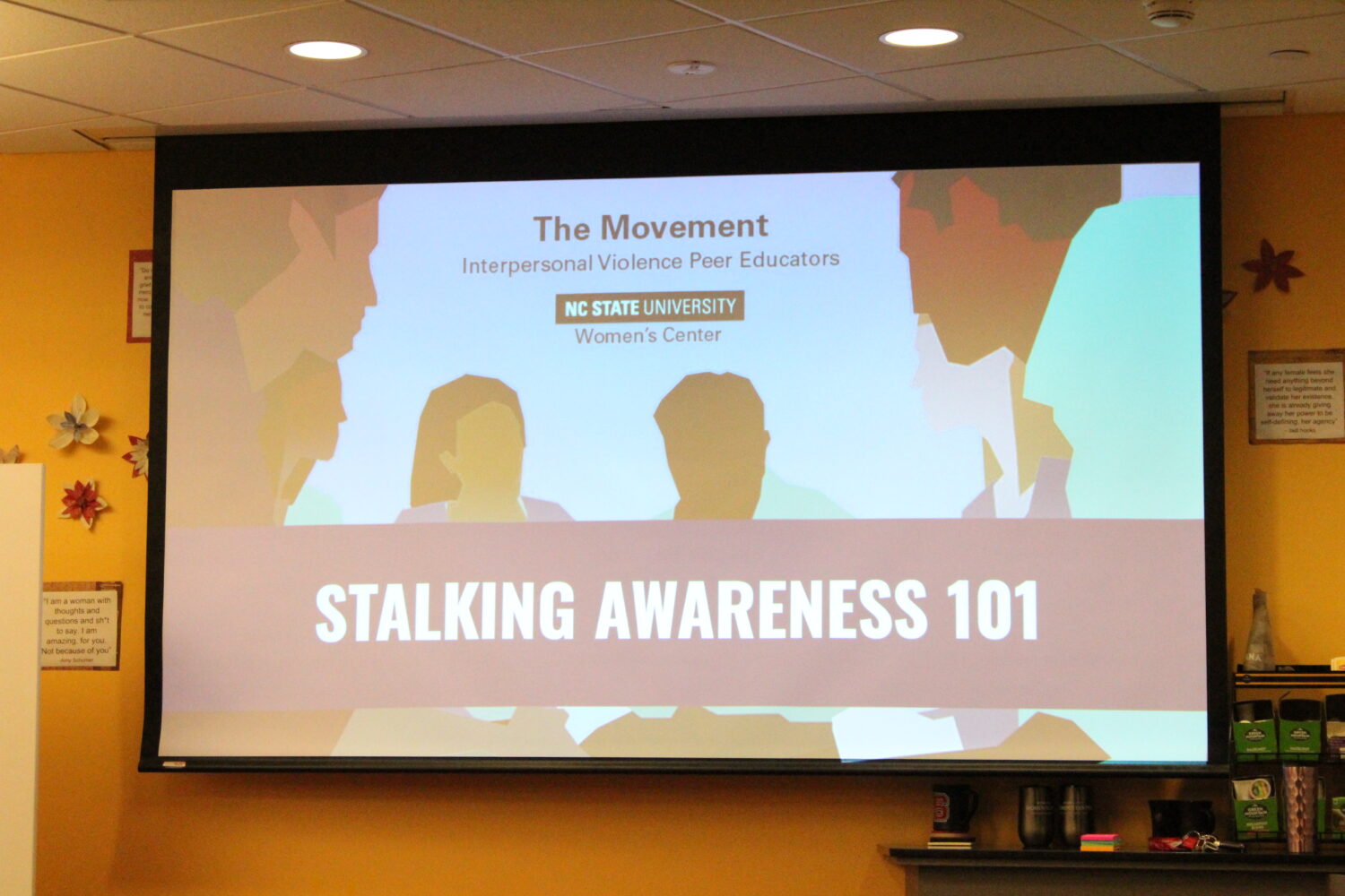 Projection of a PowerPoint Slide for a Stalking Awareness 101 Workshop