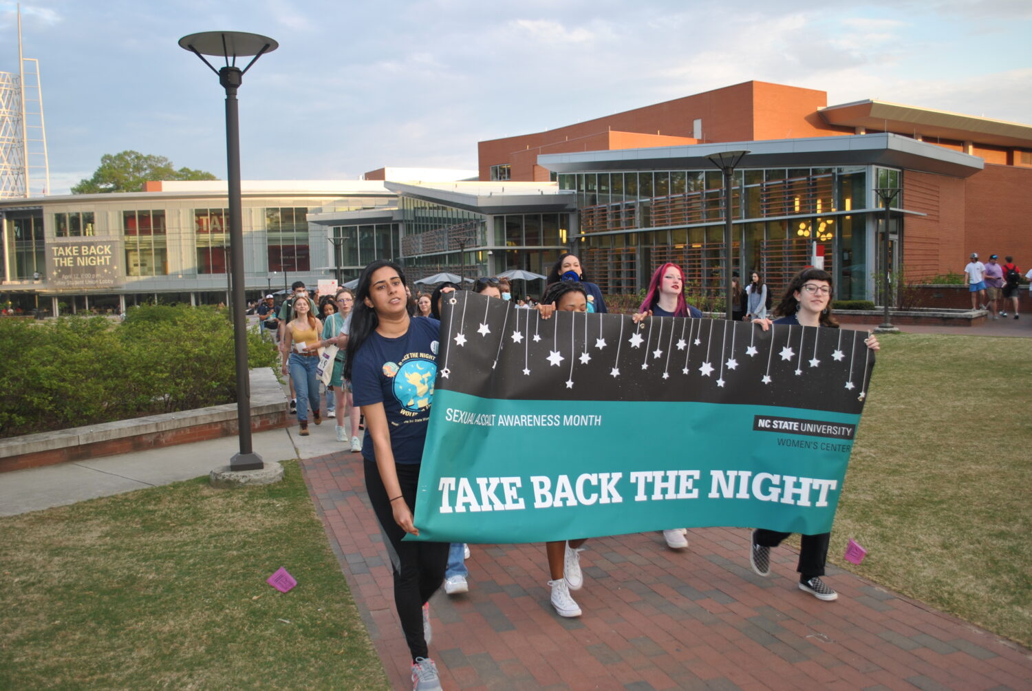 Students march across campus during Take Back the Night