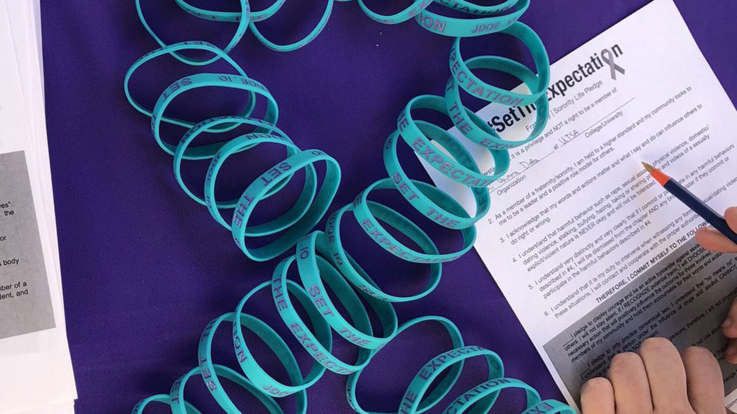 #SetTheExpectation wristbands and pledge form