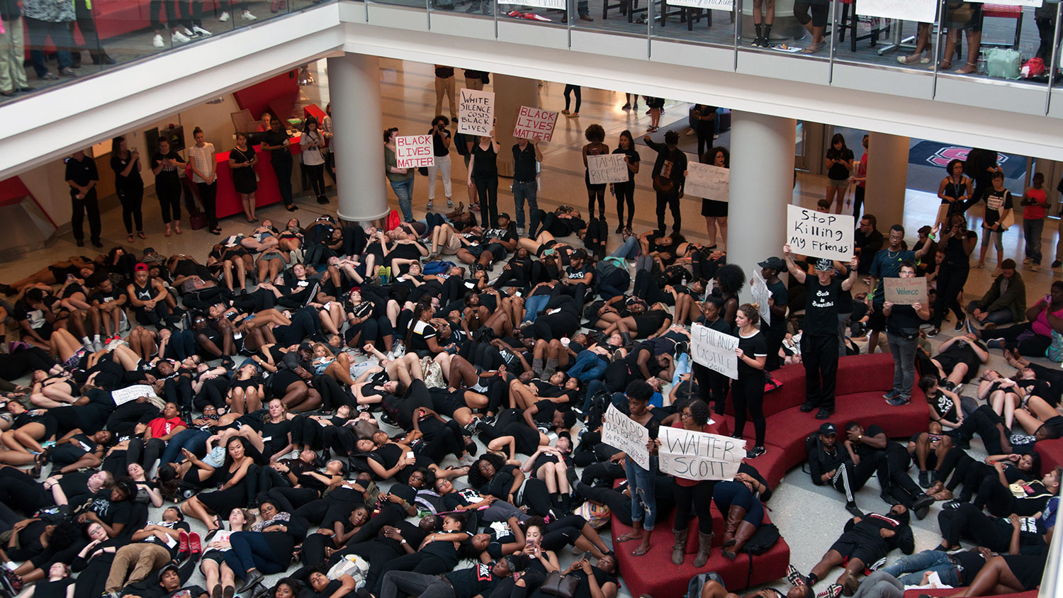 Die-in protest at NC State University on September 23, 2016