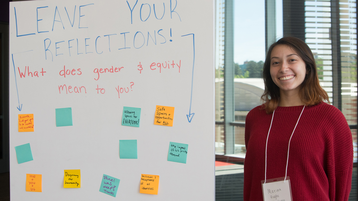 Reflection board at Gender and Equity Research Symposium