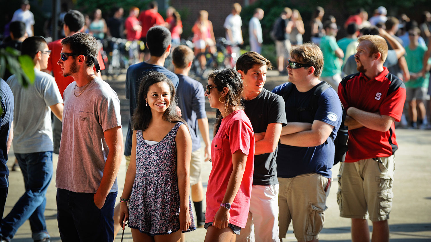 Students waiting in line