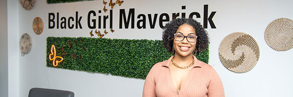 Avery Bolden at her art exhibition "Black Girl Maverick"